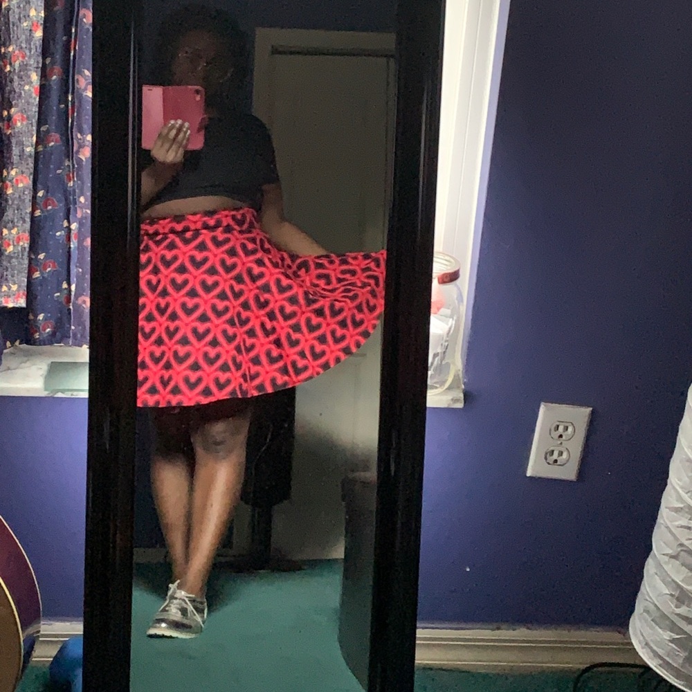 Modcloth Hearts Unlined Mini Skirt - L